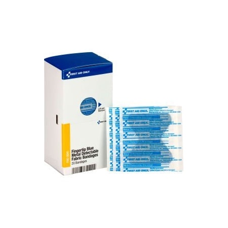 Acme United First Aid Only FAE-3041 SmartCompliance Refill Fingertip Metal Detectable Bandages, Blue, 20/Box FAE-3041